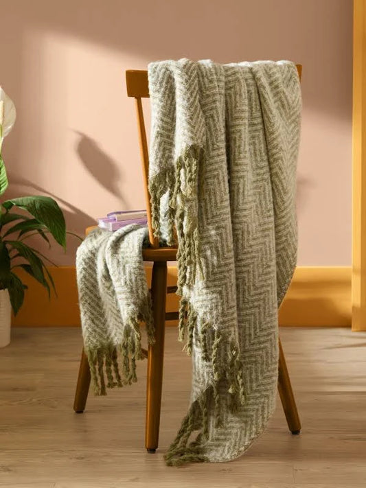 Furn Olive Tweedie Brushed Herringbone 130X180cm Throw