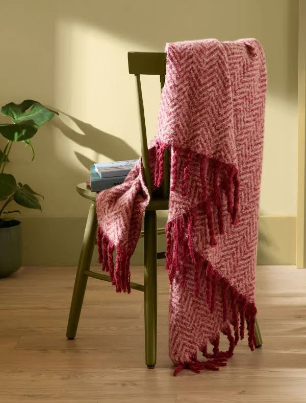 Furn Burgundy Tweedie Brushed Herringbone 130X180cm Throw