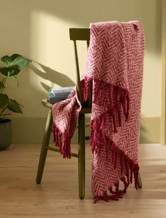 Furn Burgundy Tweedie Brushed Herringbone 130X180cm Throw